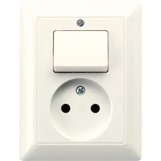 Jung Steckdose ohne Schutzkontakt 16 A 250 V ~ mit Schalter Universal Aus-Wechsel 10 AX 250 V ~, Serie AS, weiß AS5546EU