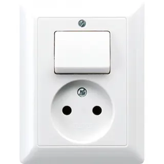 Jung Steckdose ohne Schutzkontakt 16 A 250 V ~ mit Schalter Universal Aus-Wechsel 10 AX 250 V ~, Serie AS, alpinweiß AS5546EUWW