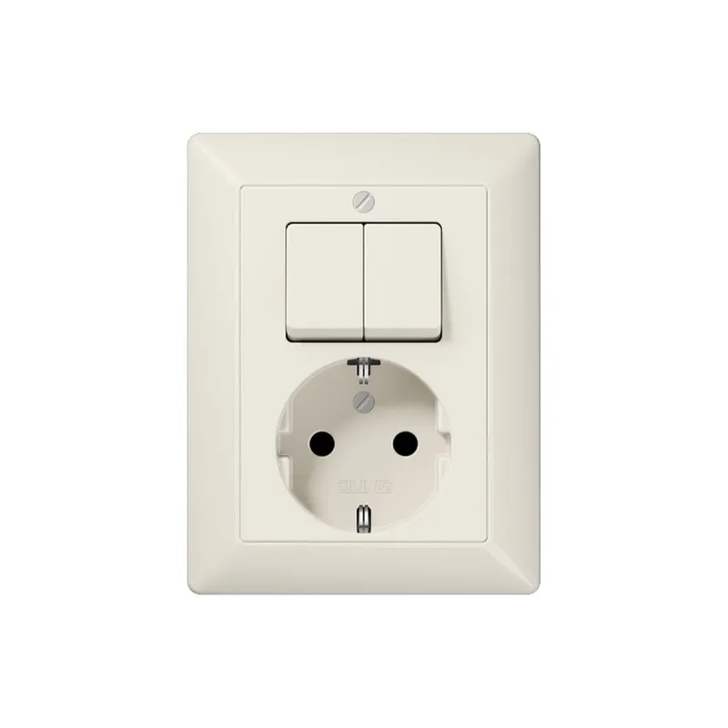 Jung SCHUKO®-Steckdose 16 A 250 V ~ mit Serienschalter 10 AX 250 V ~, Serie AS, weiß AS5575EU