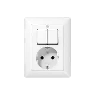 Jung SCHUKO®-Steckdose 16 A 250 V ~ mit Serienschalter 10 AX 250 V ~, Serie AS, alpinweiß AS5575EUWW