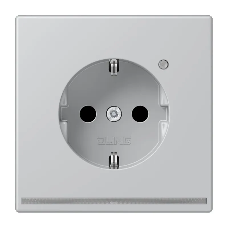 Jung SCHUKO®-Steckdose mit LED-Orientierungslicht, 16 A 250 V ~, SAFETY+, Thermoplast lackiert, Serie LS, Aluminium AL1520-OLNW