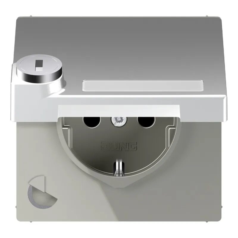 Jung SCHUKO Steckdose, 16 A 250 V ~, mit Schriftfeld, mit Sicherheitsschloss, Thermoplast lac AL1520NAKLSL