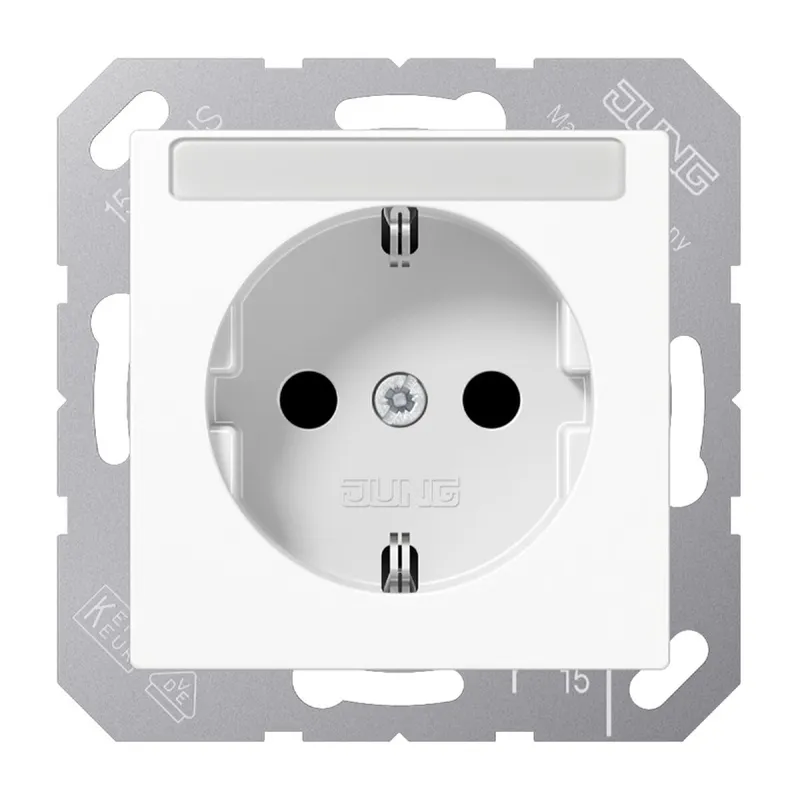 Jung SCHUKO Steckdose, 16 A 250 V ~, mit Schriftfeld, SAFETY+, Thermoplast, Serie AS/A, alpinweiß A1520BFKINAWW