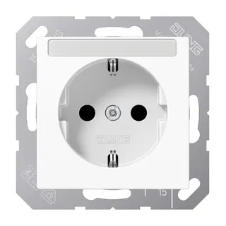 Jung SCHUKO Steckdose, 16 A 250 V ~, mit Schriftfeld, SAFETY+, Thermoplast, Serie AS/A, alpinweiß A1520BFKINAWW