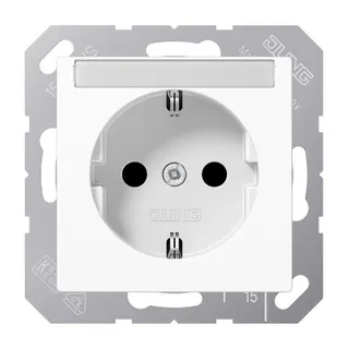 Jung SCHUKO Steckdose, 16 A 250 V ~, mit Schriftfeld, Thermoplast, Serie A, alpinweiß A1520BFNAWW