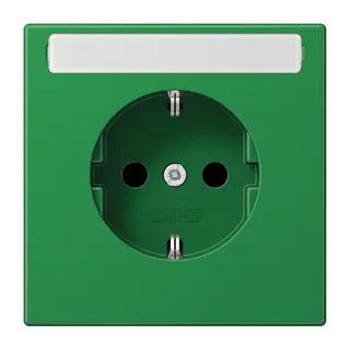 Jung SCHUKO Steckdose, 16 A 250 V ~, mit Schriftfeld, SAFETY+, Thermoplast, Serie LS, grün (für SV) LS1520BFKINAGN