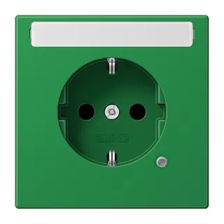 Jung SCHUKO Steckdose, 16 A 250 V ~, ohne Krallen, mit Funktionsanzeige, mit Schriftfeld, SAFETY+, Thermoplast, Ser LS1520BFNAKOGN