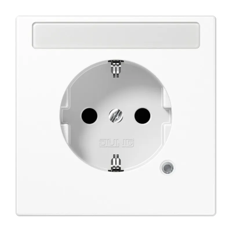 Jung SCHUKO Steckdose, 16 A 250 V ~, ohne Krallen, mit Funktionsanzeige, mit Schriftfeld, SAFETY+, Thermoplast, Ser LS1520BFNAKOWW