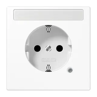 Jung SCHUKO Steckdose, 16 A 250 V ~, ohne Krallen, mit Funktionsanzeige, mit Schriftfeld, SAFETY+, Thermoplast, Ser LS1520BFNAKOWW