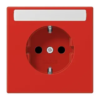 Jung SCHUKO Steckdose, 16 A 250 V ~, mit Schriftfeld, Thermoplast, Serie LS, rot LS1520BFNART