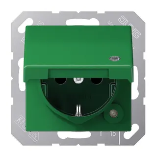 Jung SCHUKO Steckdose, 16 A 250 V ~, mit Funktionsanzeige, Thermoplast, Serie A, grün (für SV A1520BFKLKOGN