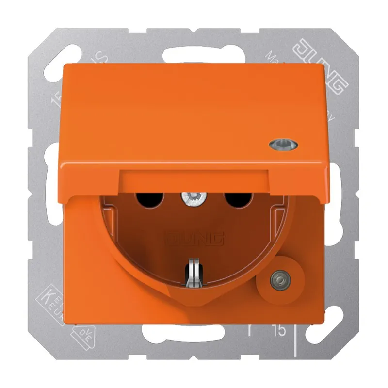 Jung SCHUKO Steckdose, 16 A 250 V ~, mit Funktionsanzeige, Thermoplast, Serie A, orange (für A1520BFKLKOO
