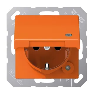 Jung SCHUKO Steckdose, 16 A 250 V ~, mit Funktionsanzeige, Thermoplast, Serie A, orange (für A1520BFKLKOO