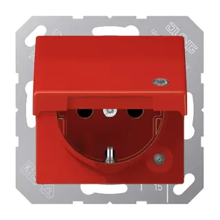 Jung SCHUKO Steckdose, 16 A 250 V ~, mit Funktionsanzeige, Thermoplast, Serie A, rot A1520BFKLKORT