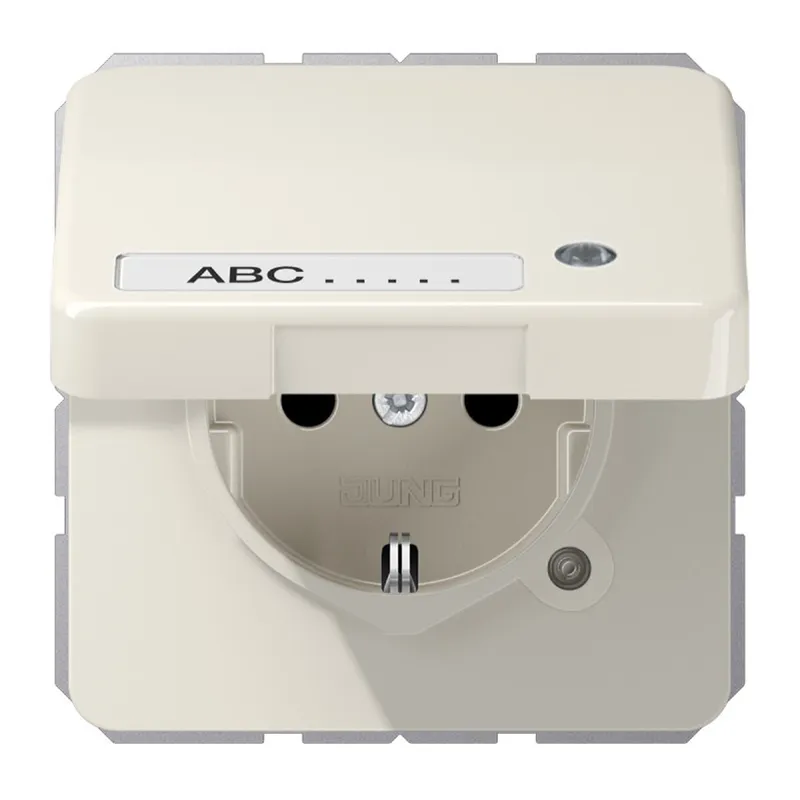 Jung SCHUKO Steckdose, 16 A 250 V ~, ohne Krallen, mit Funktionsanzeige, mit Schriftfeld, The CD1520NAKLKO