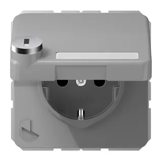 Jung SCHUKO Steckdose, 16 A 250 V ~, mit Sicherheitsschloss, Thermoplast, Serie CD, grau CD1520NAKLSLGR