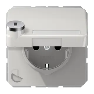 Jung SCHUKO Steckdose, 16 A 250 V ~, mit Sicherheitsschloss, Thermoplast, Serie CD, lichtgrau CD1520NAKLSLLG