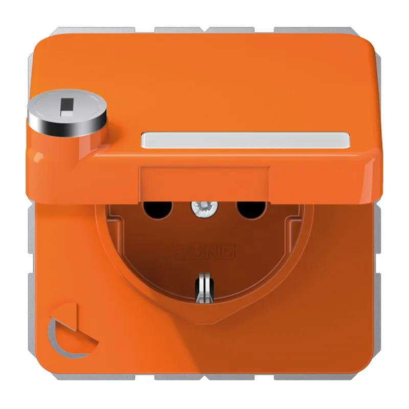 Jung SCHUKO Steckdose, 16 A 250 V ~, mit Sicherheitsschloss, Thermoplast, Serie CD, orange (f CD1520NAKLSLO
