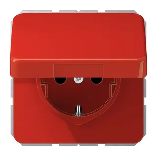 Jung SCHUKO Steckdose, 16 A 250 V ~, ohne Krallen, Thermoplast, Serie CD, rot CD1520BFKIKLRT
