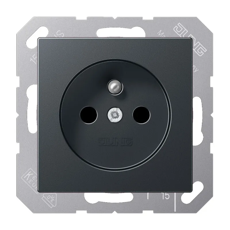 Jung Steckdose, französisch/belgisches System, 16 A 250 V ~, SAFETY+, Thermoplast lackiert, Serie A, anthrazit matt A1520FBFKIANM