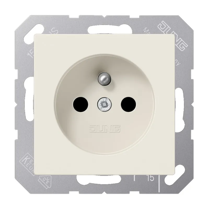 Jung Steckdose, französisch/belgisches System, 16 A 250 V ~, ohne Krallen, SAFETY+, Duroplast, Serie AS, weiß A1520FKI