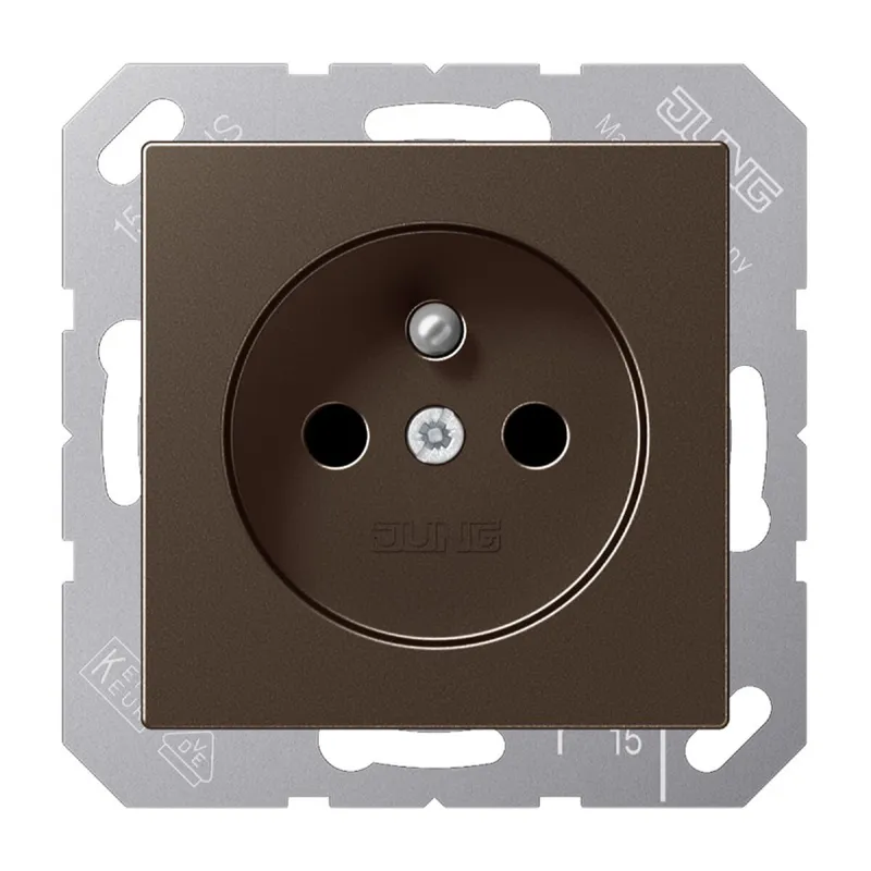 Jung Steckdose, französisch/belgisches System, 16 A 250 V ~, ohne Krallen, SAFETY+, Serie A, mokka A1520FKIMO