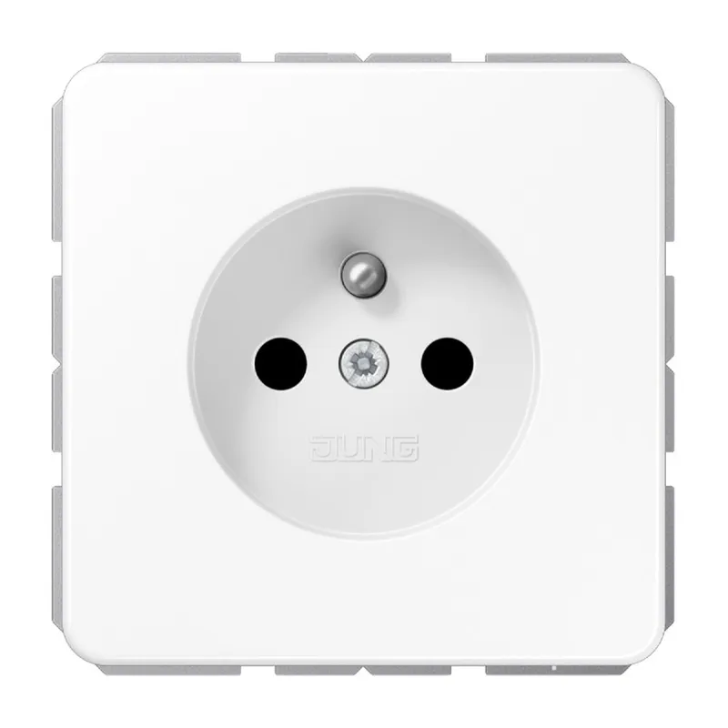 Jung Steckdose, französisch/belgisches System, 16 A 250 V ~, ohne Krallen, SAFETY+, Duroplast, Serie CD, alpinweiß CD1520FKIWW