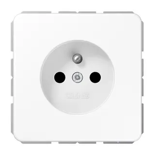 Jung Steckdose, französisch/belgisches System, 16 A 250 V ~, ohne Krallen, SAFETY+, Duroplast, Serie CD, alpinweiß CD1520FKIWW