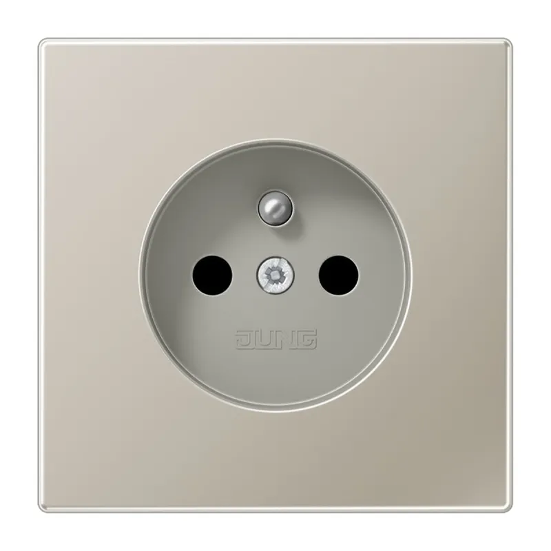 Jung Steckdose, französisch/belgisches System, 16 A 250 V ~, ohne Krallen, SAFETY+, Serie LS, Edelstahl ES1520FKI