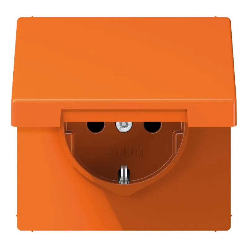 Jung SCHUKO Steckdose, 16 A 250 V ~, Klappdeckel, Thermoplast, Serie LS, orange (für ZSV) LS1520BFKLO