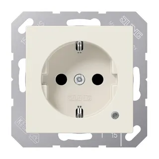 Jung SCHUKO Steckdose, 16 A 250 V ~, mit Funktionsanzeige, SAFETY+, Thermoplast, Serie AS, weiß A1520BFKO