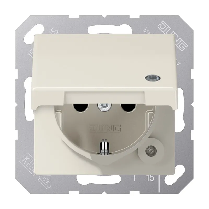 Jung SCHUKO Steckdose, 16 A 250 V ~, ohne Krallen, mit Funktionsanzeige, Thermoplast, Serie A AS1520BFKLKO
