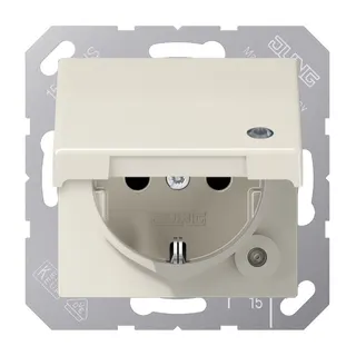 Jung SCHUKO Steckdose, 16 A 250 V ~, ohne Krallen, mit Funktionsanzeige, Thermoplast, Serie A AS1520BFKLKO