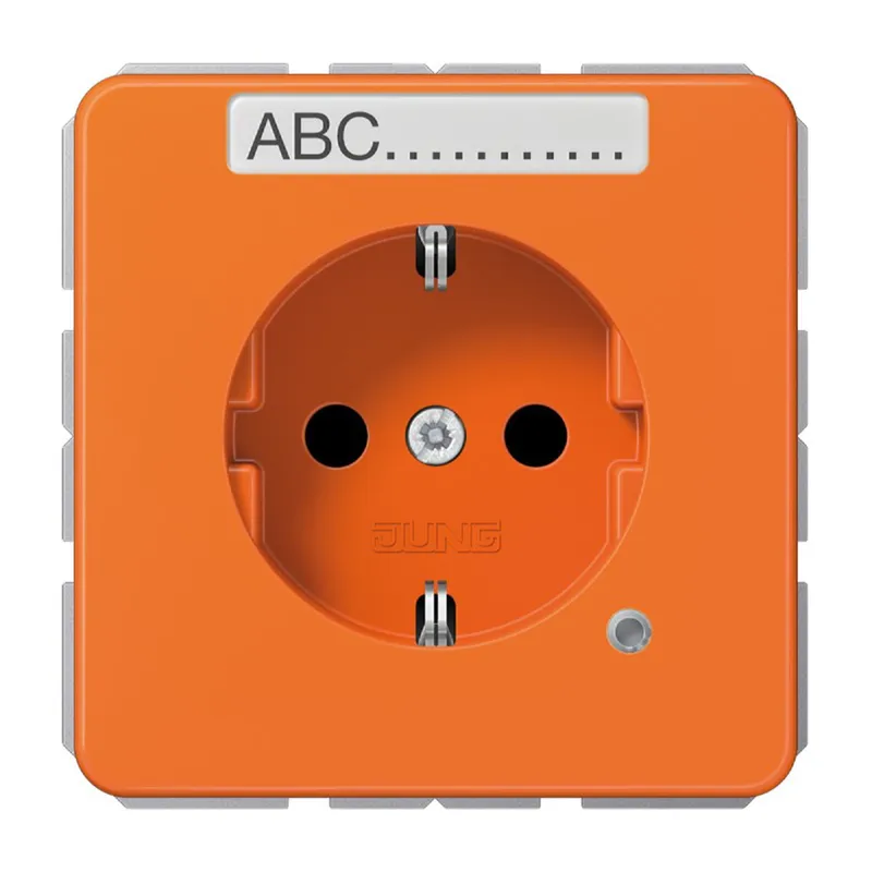 Jung SCHUKO Steckdose, 16 A 250 V ~, ohne Krallen, mit Funktionsanzeige, mit Schriftfeld, SAFETY+, Thermoplast, Ser CD1520BFNAKOO