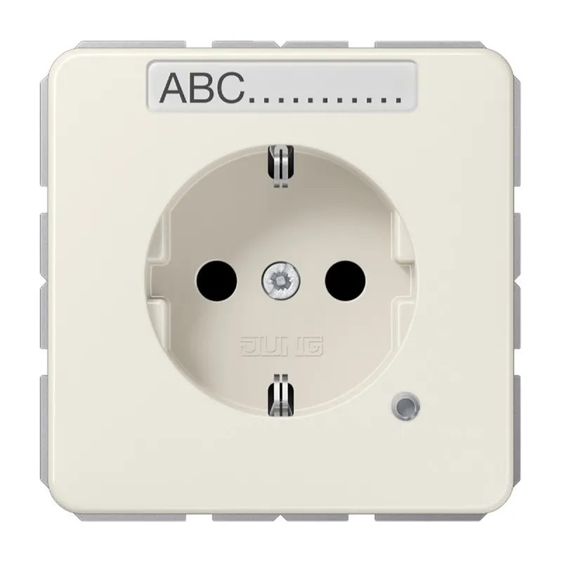 Jung SCHUKO Steckdose, 16 A 250 V ~, ohne Krallen, mit Funktionsanzeige, mit Schriftfeld, SAFETY+, Thermoplast, Ser CD1520BFNAKO