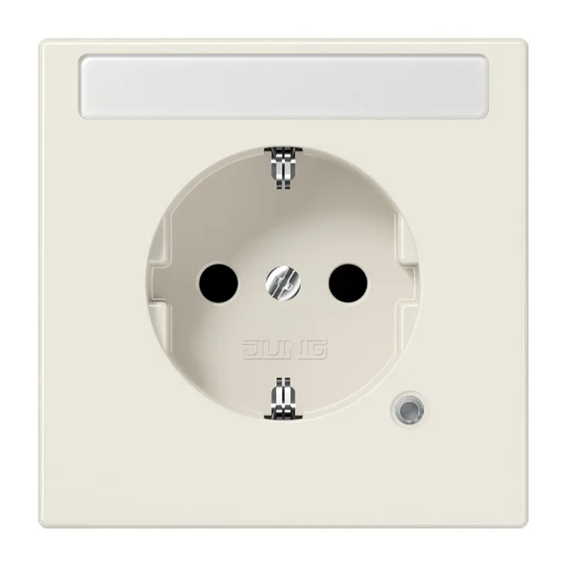 Jung SCHUKO Steckdose, 16 A 250 V ~, ohne Krallen, mit Funktionsanzeige, mit Schriftfeld, SAFETY+, Duroplast, Serie LS1520NAKO