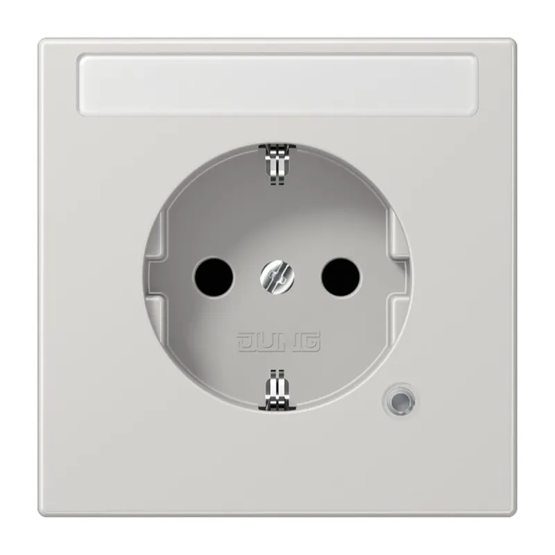 Jung SCHUKO Steckdose, 16 A 250 V ~, ohne Krallen, mit Funktionsanzeige, mit Schriftfeld, SAFETY+, Duroplast, Serie LS1520NAKOLG