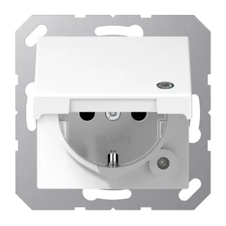 Jung SCHUKO Steckdose, 16 A 250 V ~, mit Funktionsanzeige, Thermoplast, Serie A, alpinweiß A1520BFKLKOWW