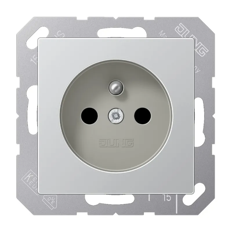 Jung Steckdose, französisch/belgisches System, 16 A 250 V ~, Schraubklemmen, SAFETY+, Serie A, aluminium A1521FKIAL