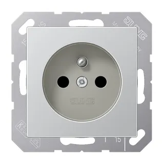 Jung Steckdose, französisch/belgisches System, 16 A 250 V ~, Schraubklemmen, SAFETY+, Serie A, aluminium A1521FKIAL