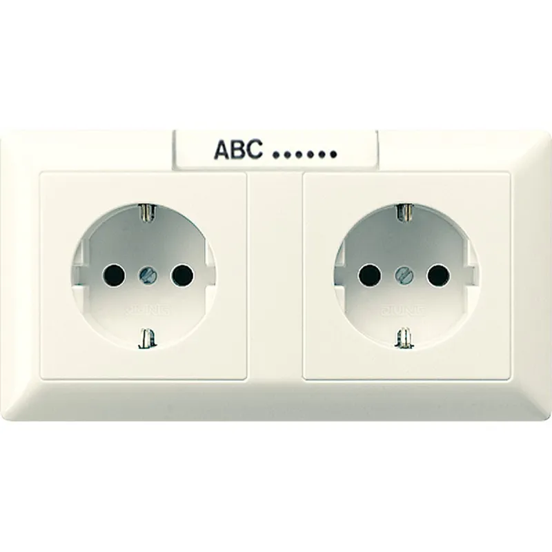 Jung Kabelkanal-SCHUKO®-Steckdose, 2fach, 16 A 250 V ~, mit Schriftfeld, Duroplast, Serie AS, weiß AS1522NA