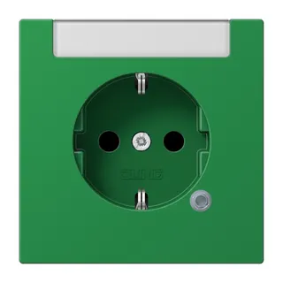 Jung SCHUKO Steckdose, 16 A 250 V ~, mit Funktionsanzeige, mit Schriftfeld, SAFETY+, Thermoplast, Serie LS, grün (f LS1520INAKOGN