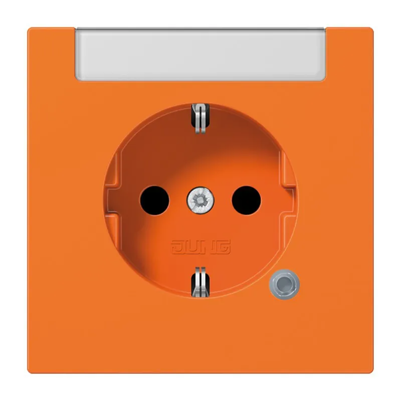Jung SCHUKO Steckdose, 16 A 250 V ~, mit Funktionsanzeige, mit Schriftfeld, SAFETY+, Thermoplast, Serie LS, orange LS1520INAKOO