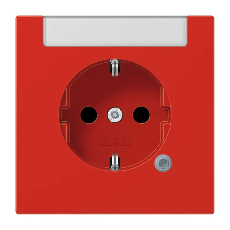 Jung SCHUKO Steckdose, 16 A 250 V ~, mit Funktionsanzeige, mit Schriftfeld, SAFETY+, Thermoplast, Serie LS, rot LS1520INAKORT