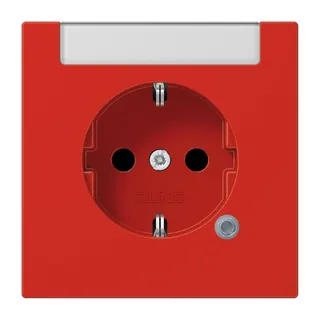 Jung SCHUKO Steckdose, 16 A 250 V ~, mit Funktionsanzeige, mit Schriftfeld, SAFETY+, Thermoplast, Serie LS, rot LS1520INAKORT