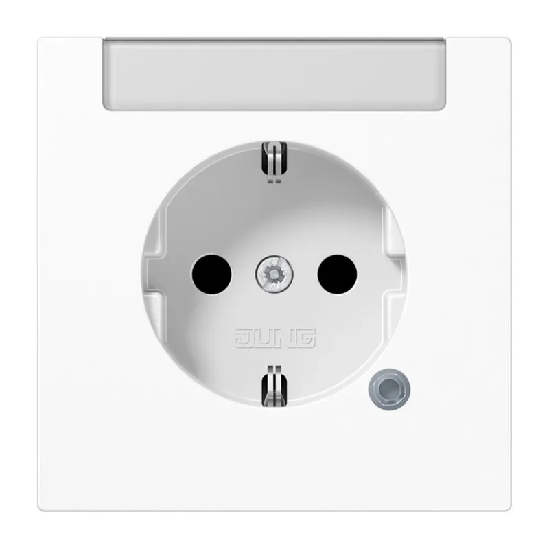 Jung SCHUKO Steckdose, 16 A 250 V ~, mit Funktionsanzeige, mit Schriftfeld, SAFETY+, Thermoplast, Serie LS, alpinwe LS1520INAKOWW
