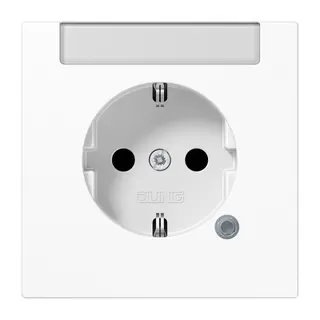 Jung SCHUKO Steckdose, 16 A 250 V ~, mit Funktionsanzeige, mit Schriftfeld, SAFETY+, Thermoplast, Serie LS, alpinwe LS1520INAKOWW