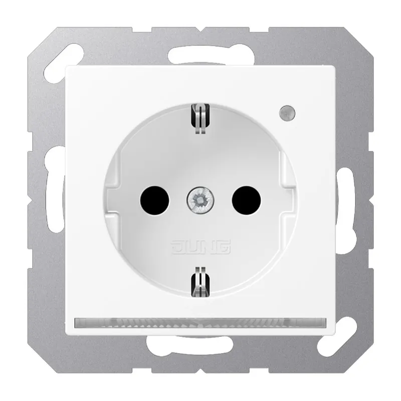 Jung SCHUKO®-Steckdose mit LED-Orientierungslicht, 16 A 250 V ~, SAFETY+, Thermoplast lackiert, Serie A, schneeweiß A1520-OWWMLNW