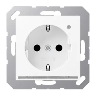 Jung SCHUKO®-Steckdose mit LED-Orientierungslicht, 16 A 250 V ~, SAFETY+, Thermoplast lackiert, Serie A, schneeweiß A1520-OWWMLNW