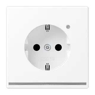 Jung SCHUKO Steckdose, 16 A 250 V ~, mit LED-Orientierungslicht, SAFETY+, Thermoplast lackiert, Serie LS, schneewei LS1520-OWWMLNW